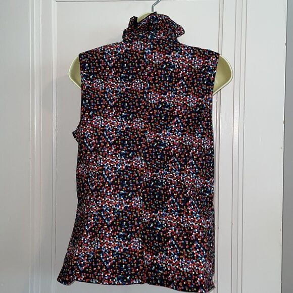 DS by Debbie Shuchat sleeveless ruffle front zip up blouse with polka dots - Picture 6 of 8